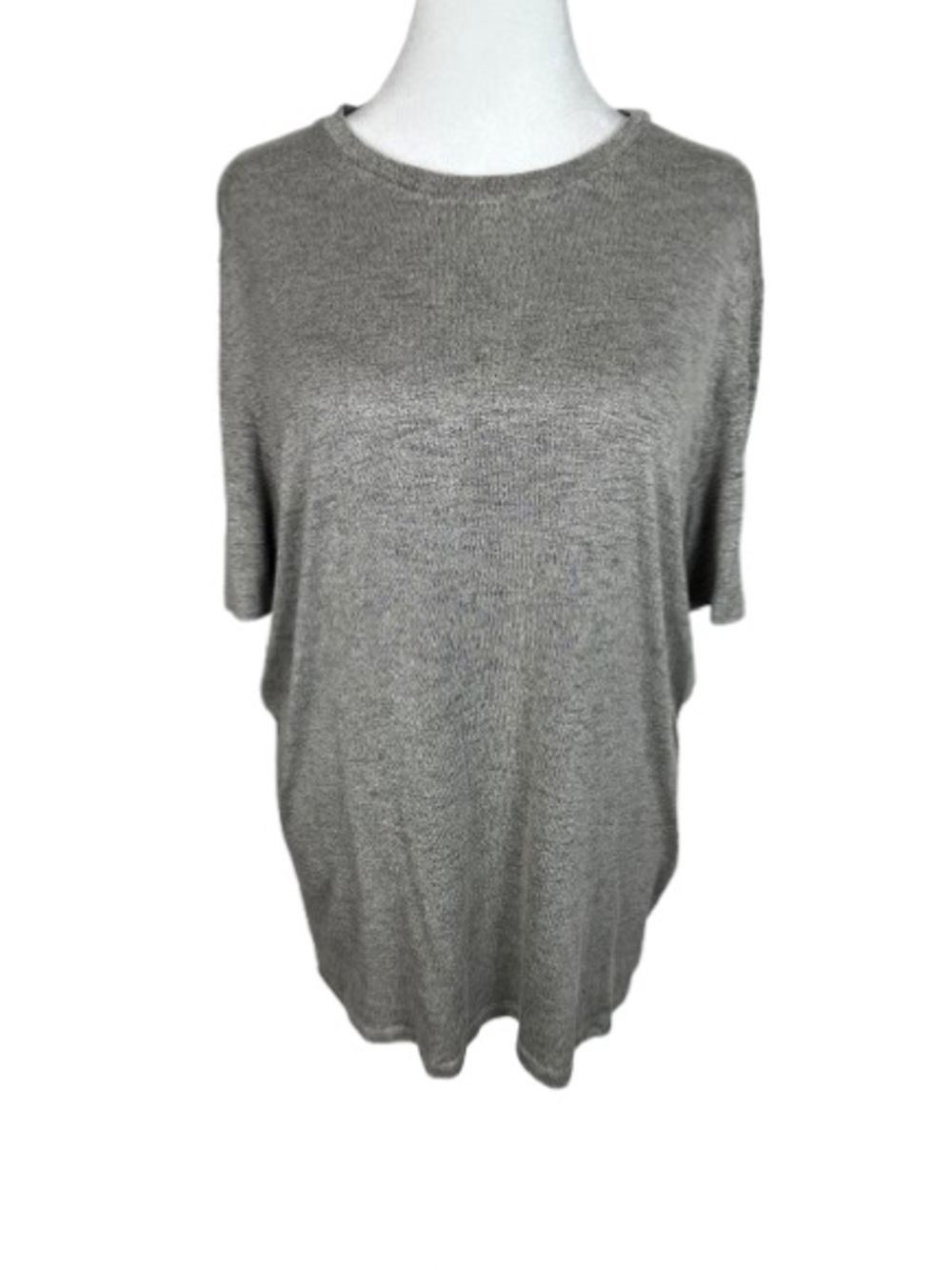 Theory Womenβs Heather Gray Short-Sleeve Knit Top Size XXL